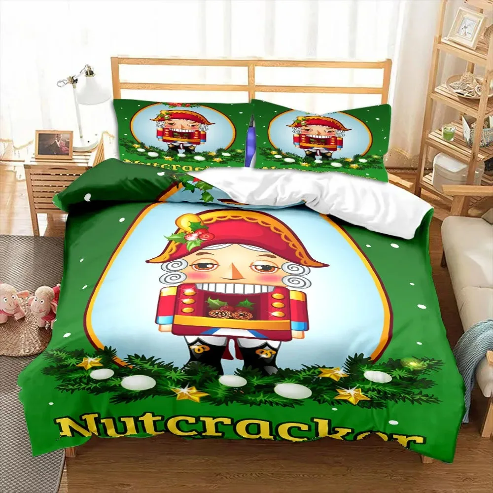 Nutcracker Cartoon Duvet Cover Merry Christmas Gift Child Bedroom Decoration Women Men Cartoon Royal Guarder Queen King Size