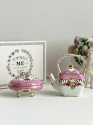 Vintage Pearl Light Pink Flower Pot 3D Flower Jewelry Box from European Exhibition