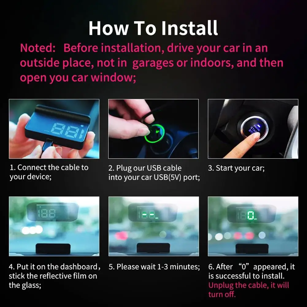 شاشة عرض HUD مثبتة على السيارة تعمل بمنفذ USB، شاشة عرض سرعة GPS KMH/MPH، تجربة ذات خط كبير جدًا عالي الدقة