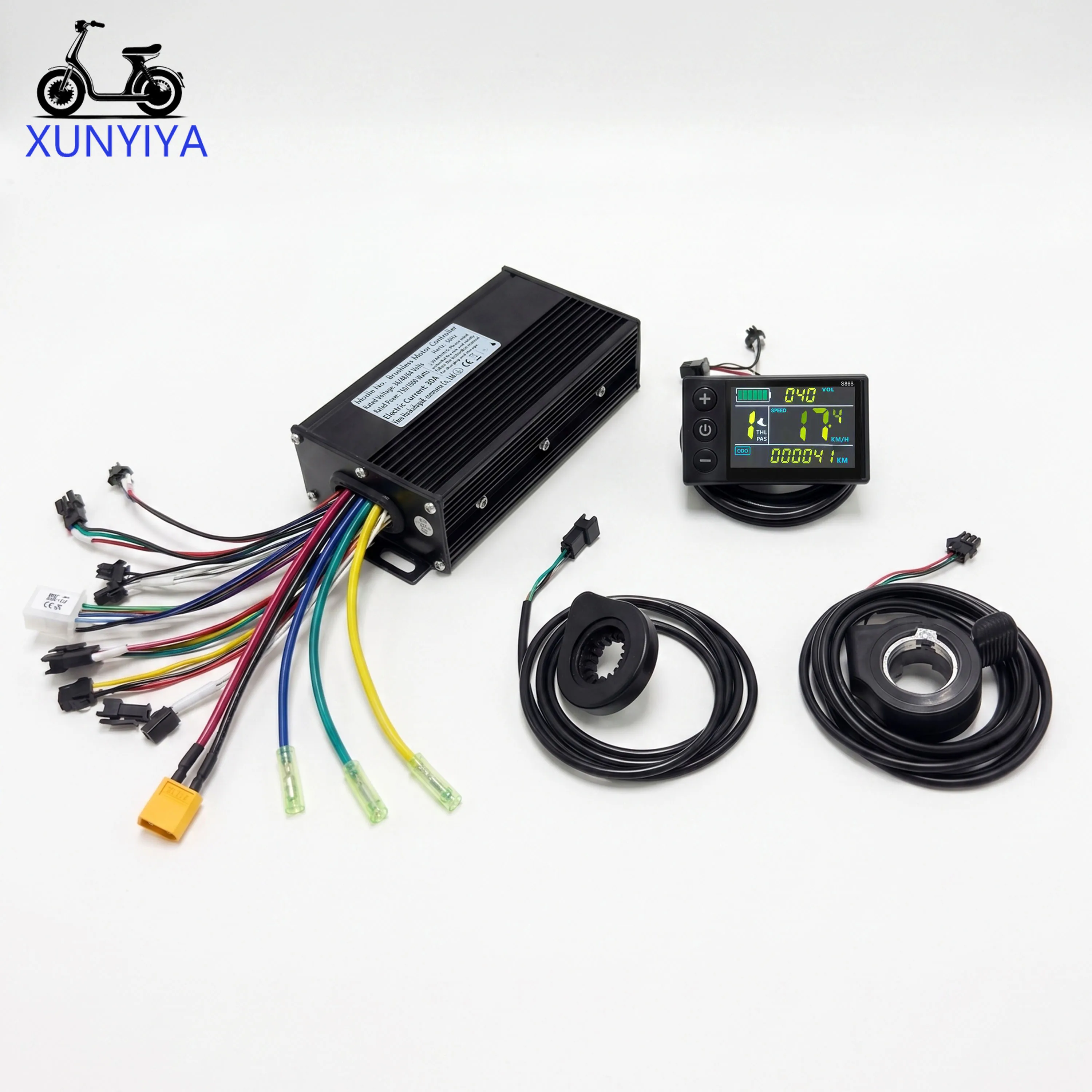 30A Sine Wave Controller 36V 48V 52V 60V 64V 750W-1000W with S866 Color LCD Display PAS Throttle for UART No.2 E-scooters Repair