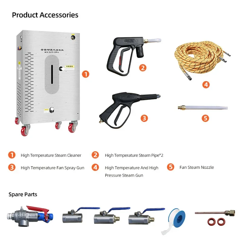 SPS 9000W 9KG Lavadora automática de alta temperatura a vapor para carro