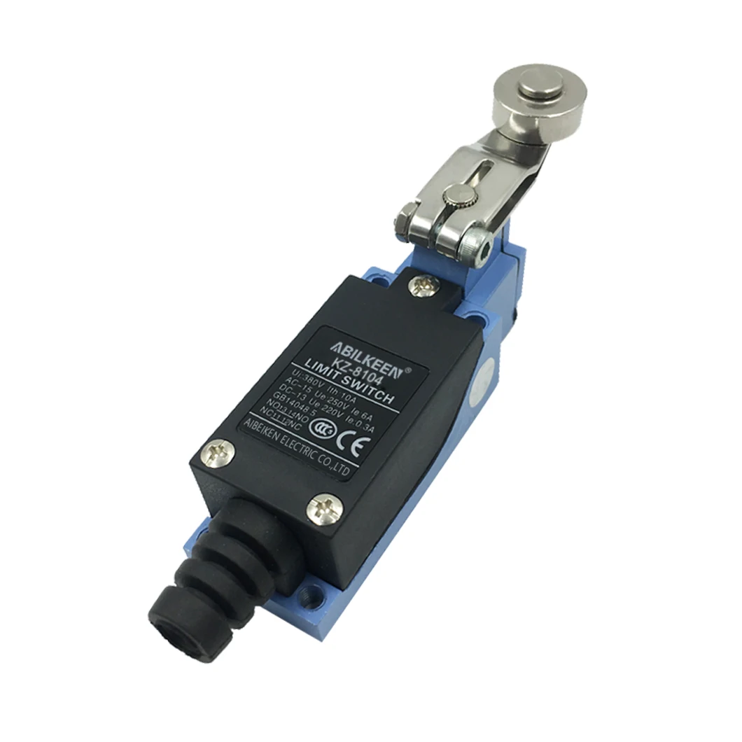 ABILKEEN KZ-8104M Metal Roller Arm Limit Switch Inductial Momentary Travel Limit Switch 2NO+2NC Terminal 250VAC 10A For Forklift