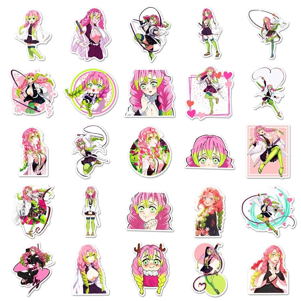 10/30/50pcs Kawaii Kanroji Mitsuri Anime Stickers Demon Slayer Sticker Aesthetics Scrapbooking Cup Laptop Suitcase Girls Decals