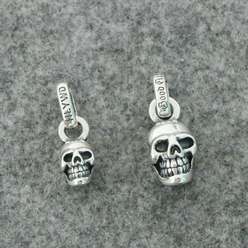 Hip Hop Retro Trendy Nightclub Accessories Sterling Silver Skull Head Pendant European and American Men's Gothic Personality Nec