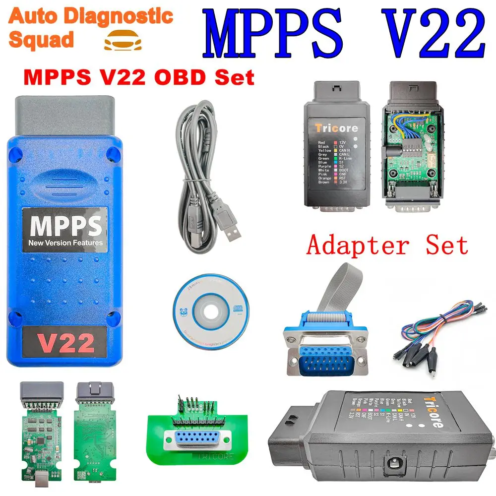 2026 MPPS V22 Entsperrte Version Lebenslange Nutzung MPPS Vollchip mit Breakout-Tricore-Kabel OBD2 ECU-Programmierer Chiptuning-Tool