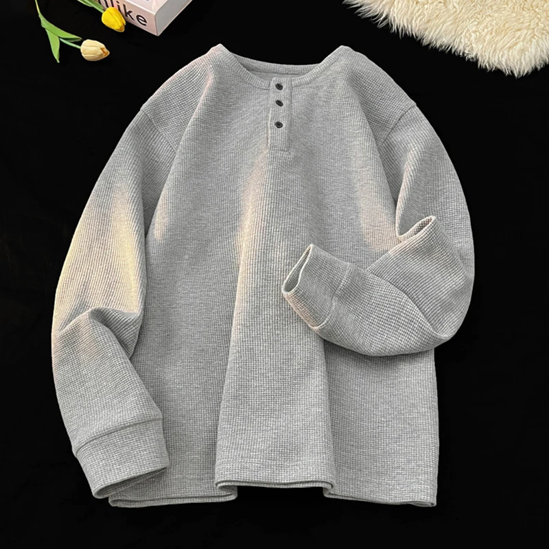 

Вафельный вязаный свитшот без шапки, женский готический стиль, зимняя плюшевая подкладка, уличная тяжелая сшитая текстура, вышивка, комфорт