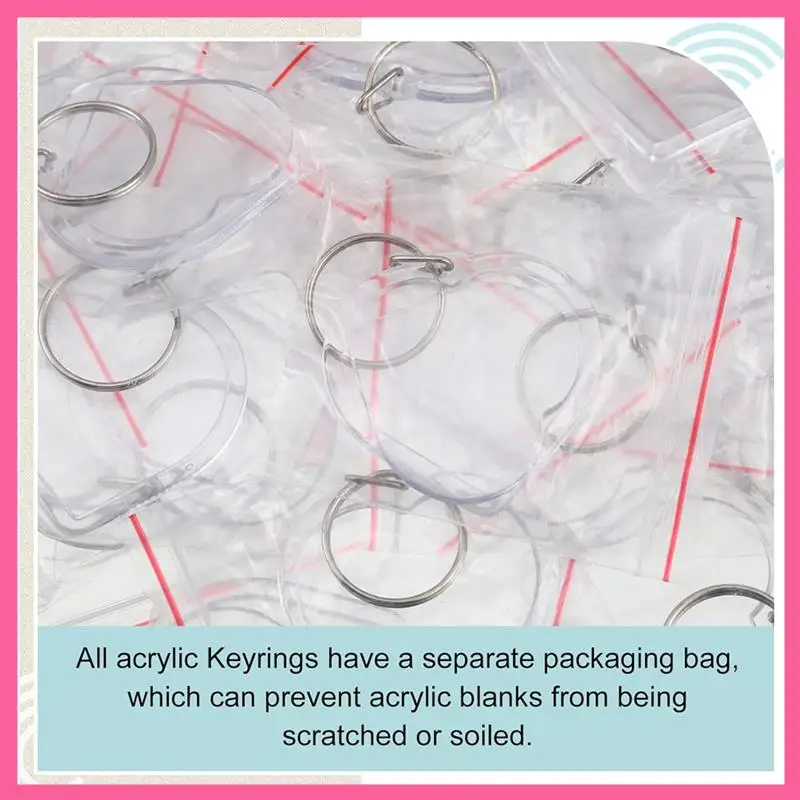 

ABNM 50 Sets Snap-In Acrylic Photo Frame Keychain Custom Insert Photo Keyring With Tassels