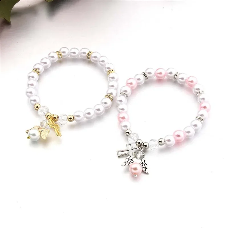 New Exquisite Angel Cross Bracelet Women\'S Shower Gift Bracelet Religious Jewelry Girls Boys Holy Communion Baptismal Anniversar