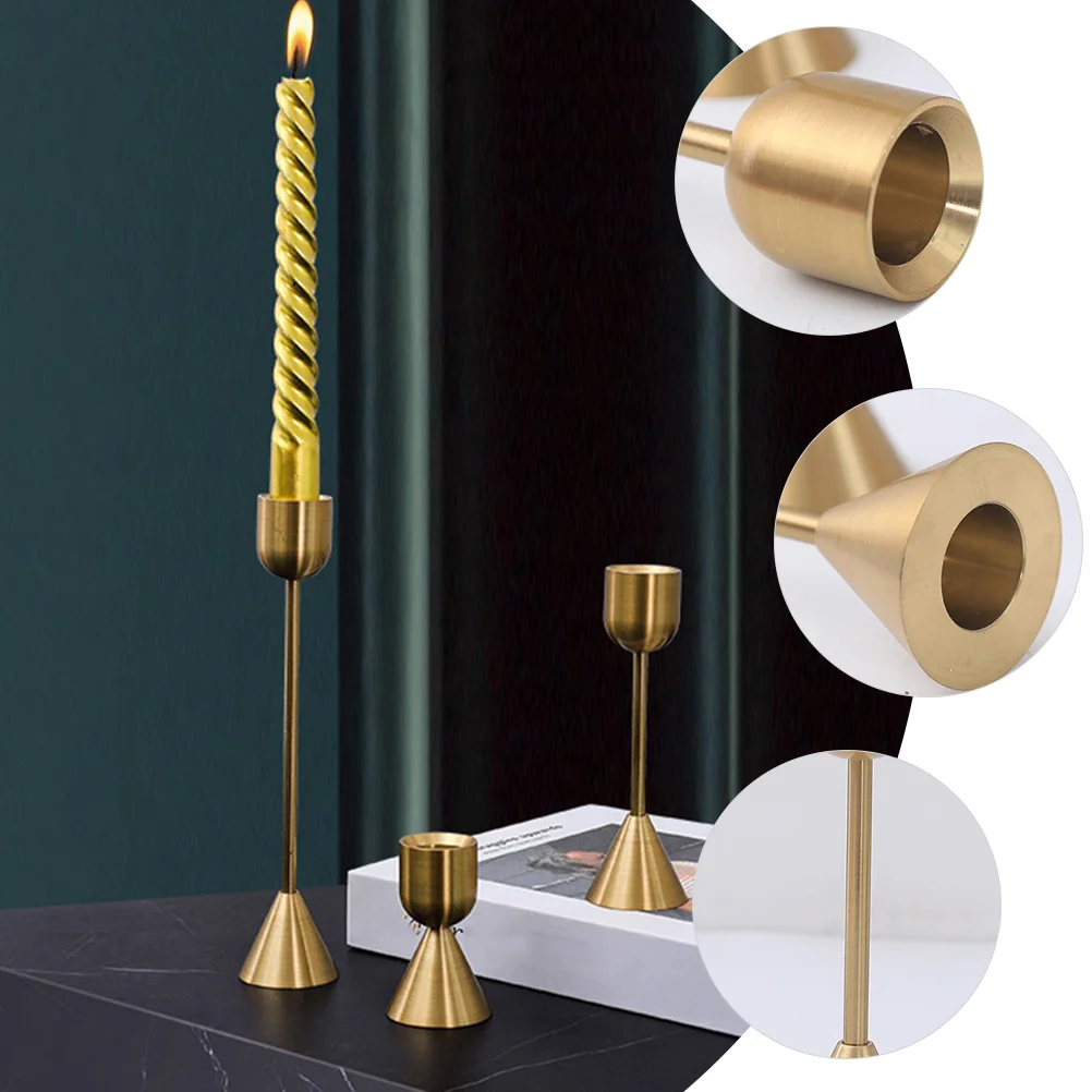 

3Pcs European Style Vintage Metal Pillar Holder Wedding Party Table Centerpiece Decorative Stand Desktop