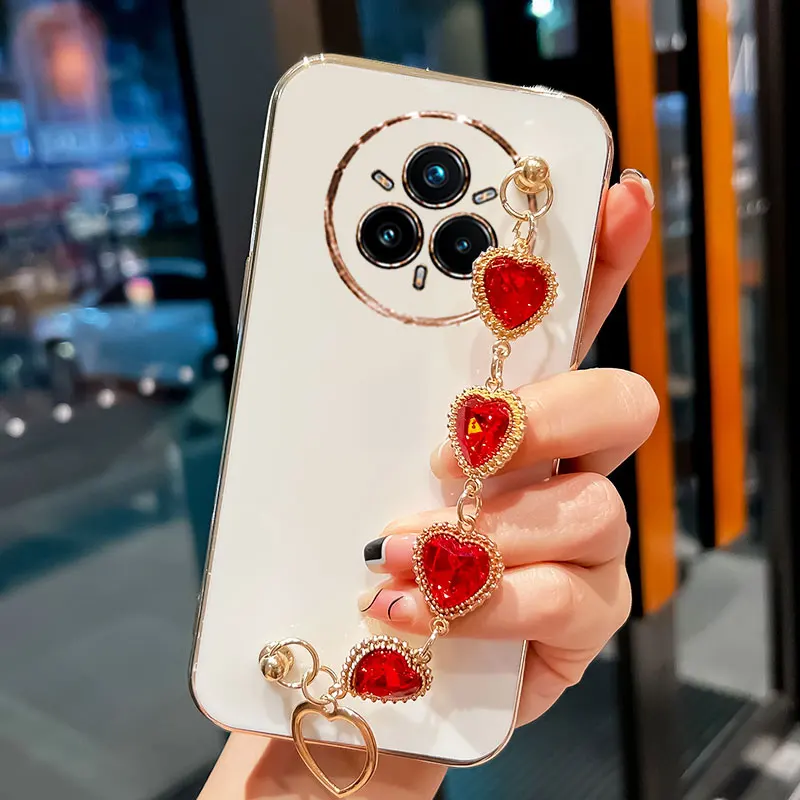 Realme14pro سوار المعصم جراب هاتف فاخر الحب القلب سلسلة تصفيح غطاء ل ممن لهم Realme 14 برو C75 C63 C61 حافظة Realme 14pro #6