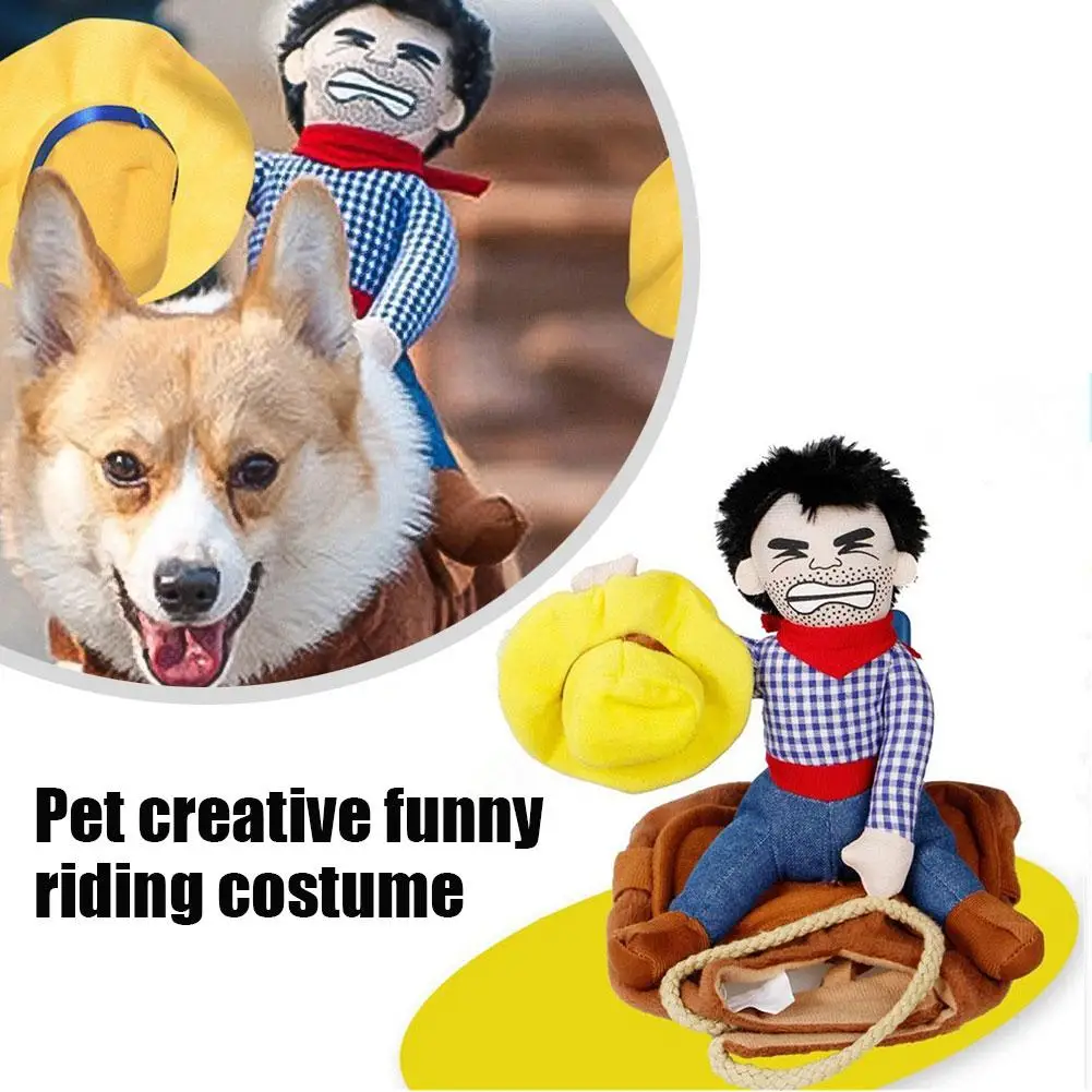 Costume d'Halloween pour Animal de Compagnie, Vêtements Amusants pour Chien Cowboy Rider, Fournitures de Costume de ixG3r9