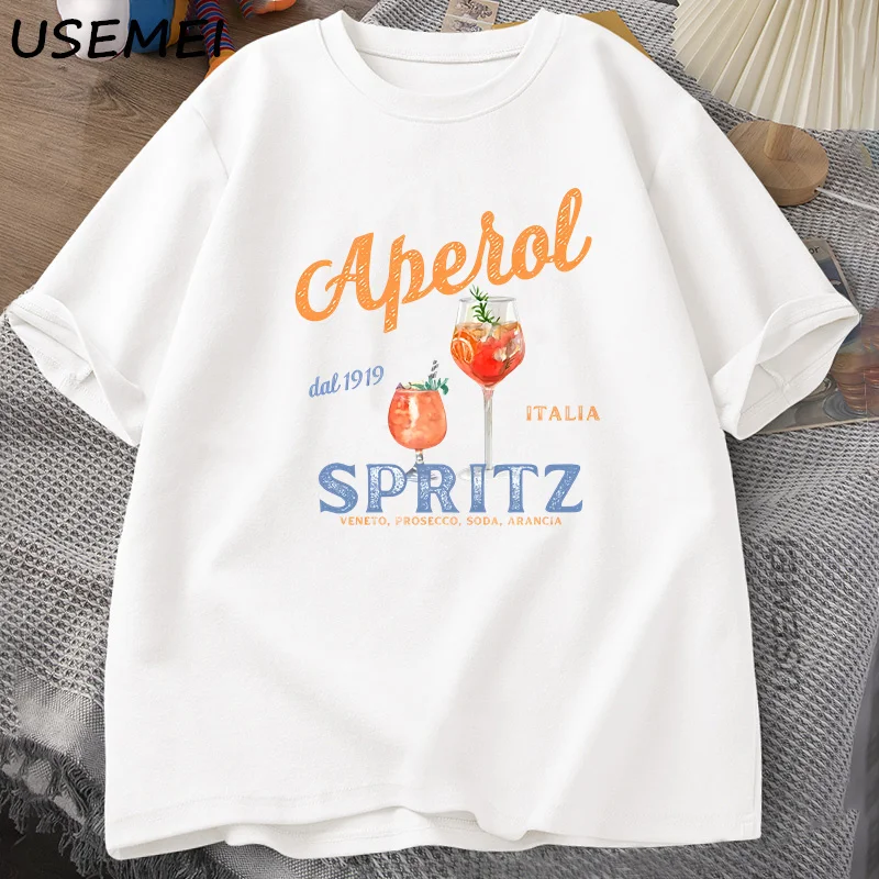 Aperol Spritz T-shirt Aperol Graphic Italian Style T Shirt Italy Summer Graphic Tee Breathable Casual Comfortable Printed Top