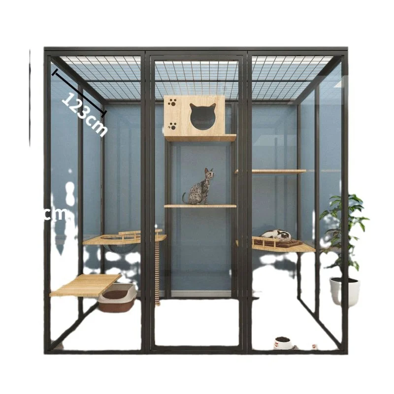 Large Cat Cage Villa Household Large Space Luxury Pet Indoor Room cat Shelter Cabinet Nest for Balcony Cat House Bed