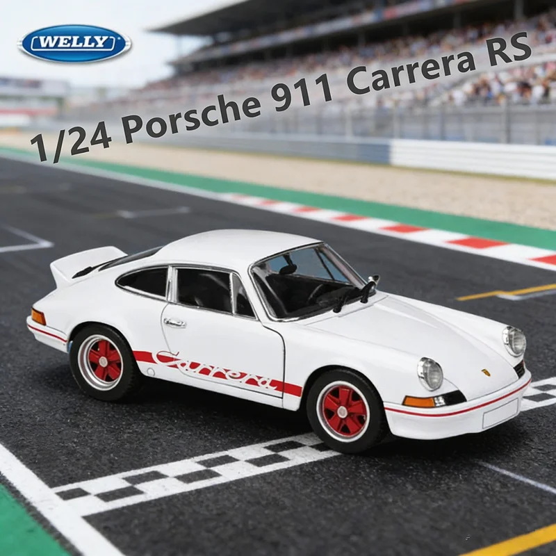 

Модель автомобиля WELLY 1/24 Porsche 911 CARRERA RS 2.7, литая металлическая статическая коллекционная модель, игрушка для детей, подарок на день рождения