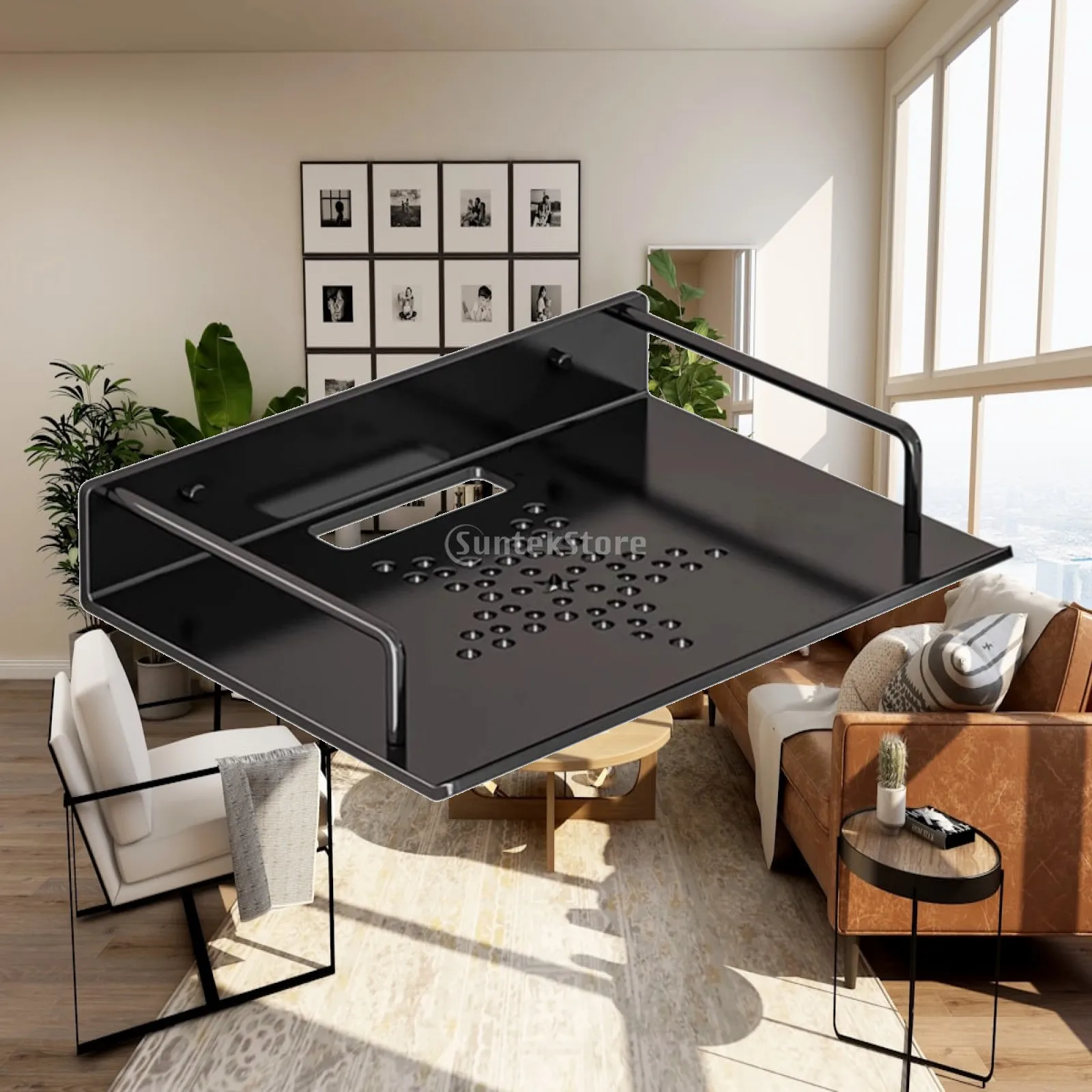 Space Saving Projector Wall Bracket Sturdy Iron Shelf Organizer for Bedroom Office Dormitory