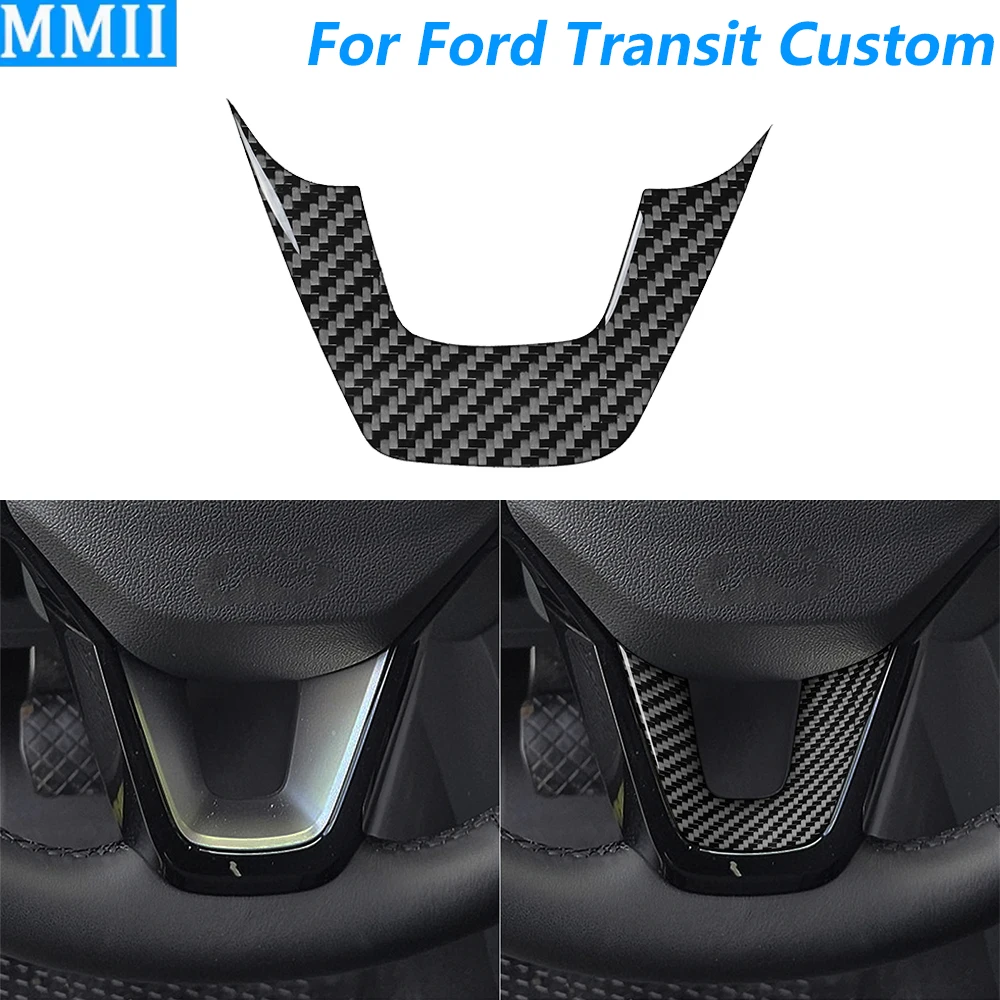For Ford Transit Custom V363 2024 2025 Carbon Fiber Steering Wheel Chin Panel Cover Decorative Car Accessories Interior Sticker