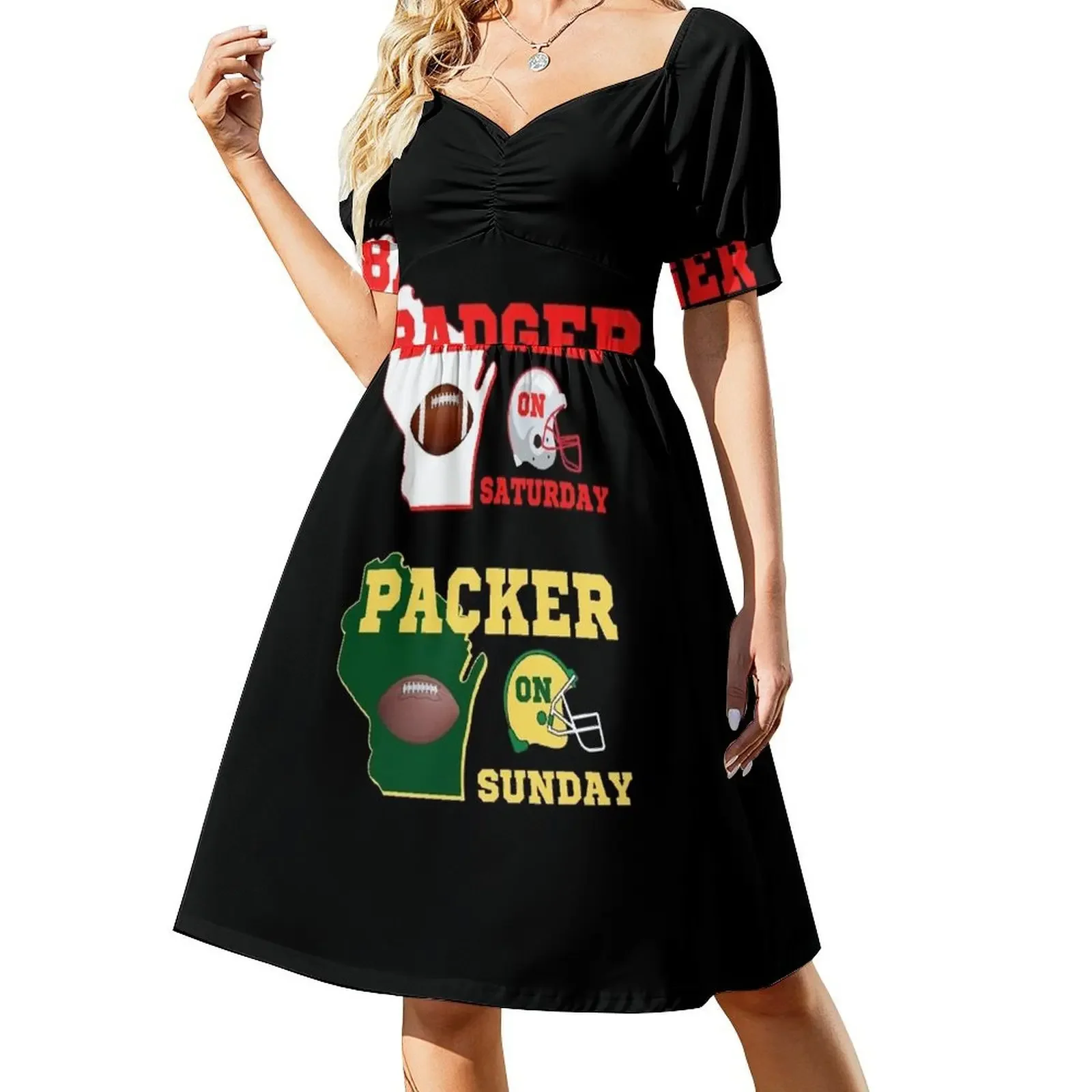 

Badger On Saturday Packer On Sunday Short-Sleeved Dress beach outfits for women luxury women's party dress evening prom Dress
