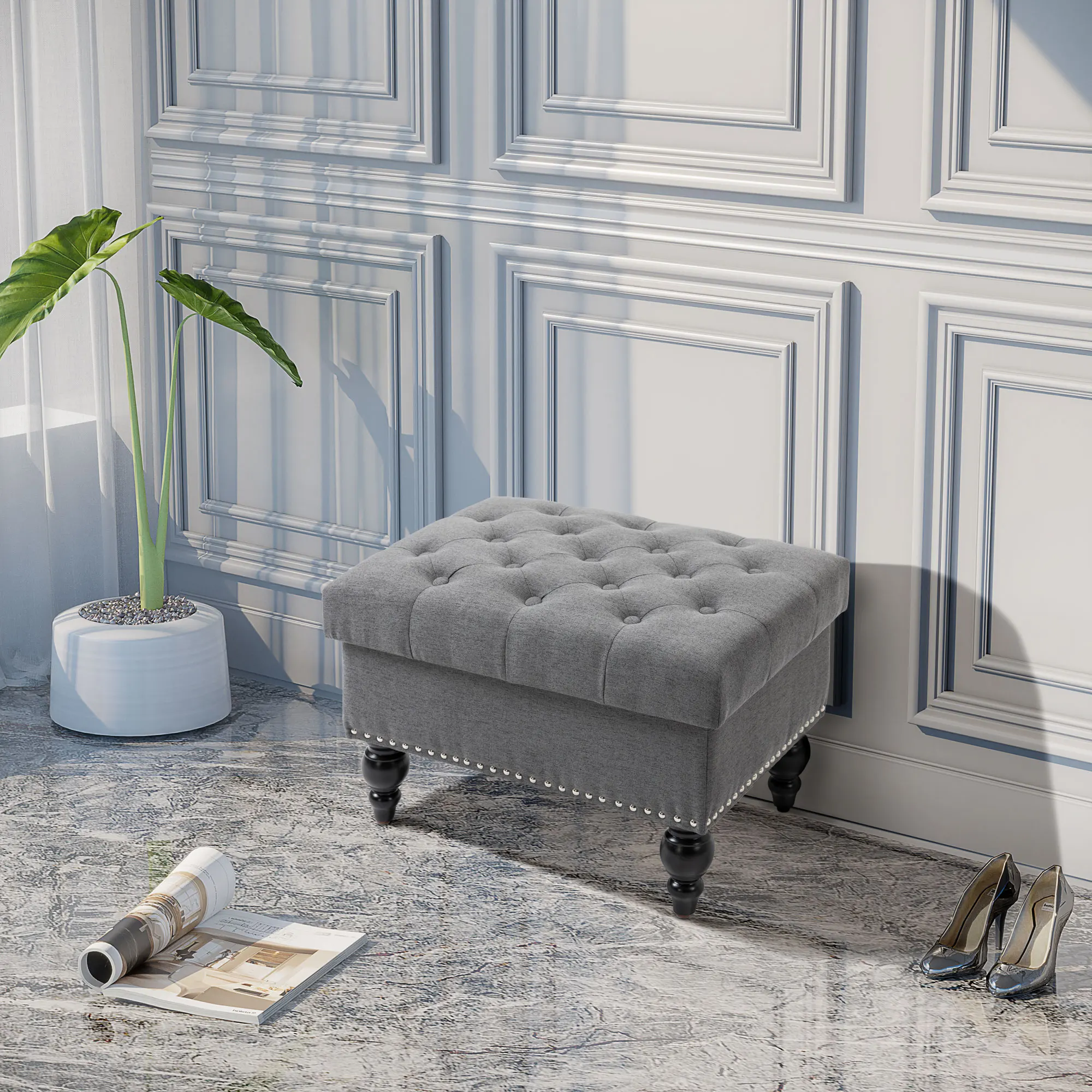 HOMCOM Ottoman with Storage for Living Room, 25