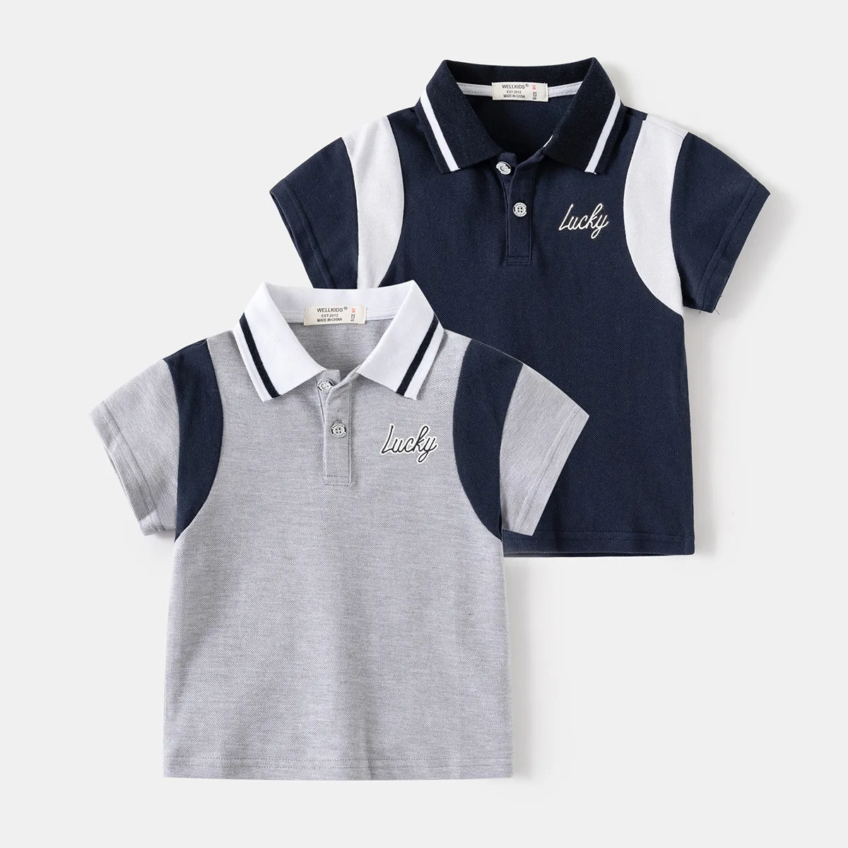 Baby Boys Short-sleeved T-shirt 2024 New Summer Baby Tops Boys Color Blocking Short-sleeved POLO Shirt