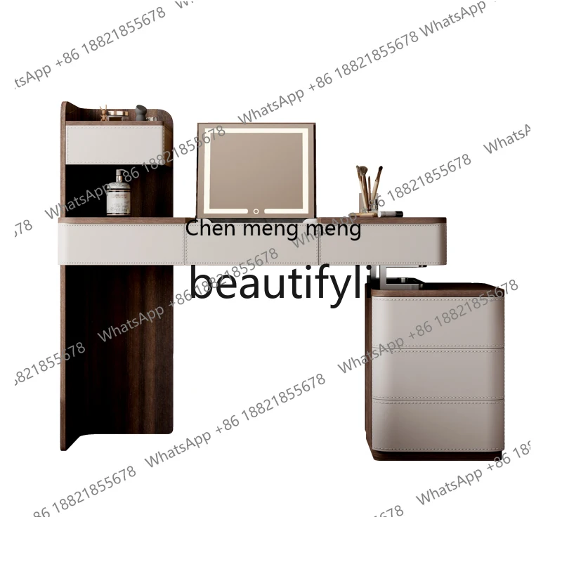 

Italian flip solid wood dresser high storage rack storage cabinet integrated bedroom modern minimalist high-end makeup table H