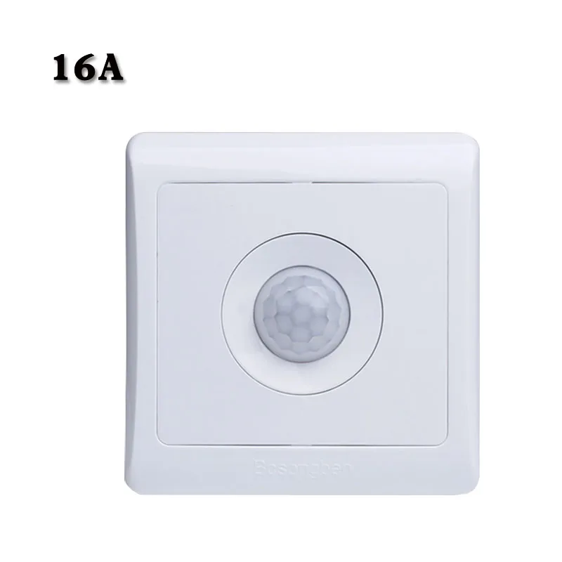 16A 86 Wall PIR Motion Sensor Light Switch 220V AC Time Delay  Ambient Light Adjustable 1000w