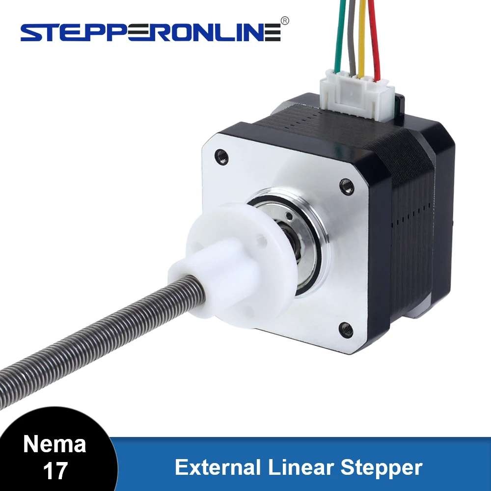 STEPPERONLINE Nema 17 Stepper Motor External Linear Motor 34mm Stack 0.4A Lead Screw Length 200mm