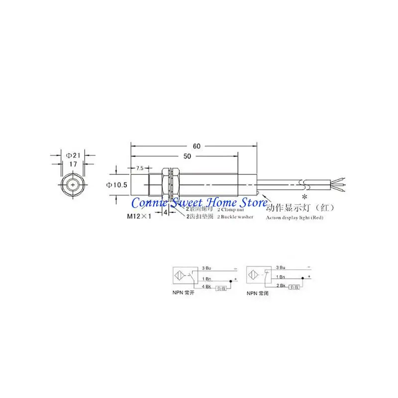 LXAF 4mm for DC 10-30V NPN NO LJ12A3-4-Z/BX-10-30V Inductive Proximity Swi