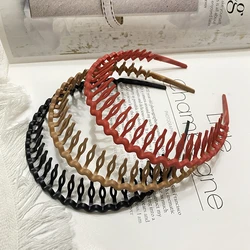 2/3pcs Plastic Teeth Headbands Candy Color Wavy Headband With Combs Non-slip Thin Hair Bands for Women Girls Hair Accessories