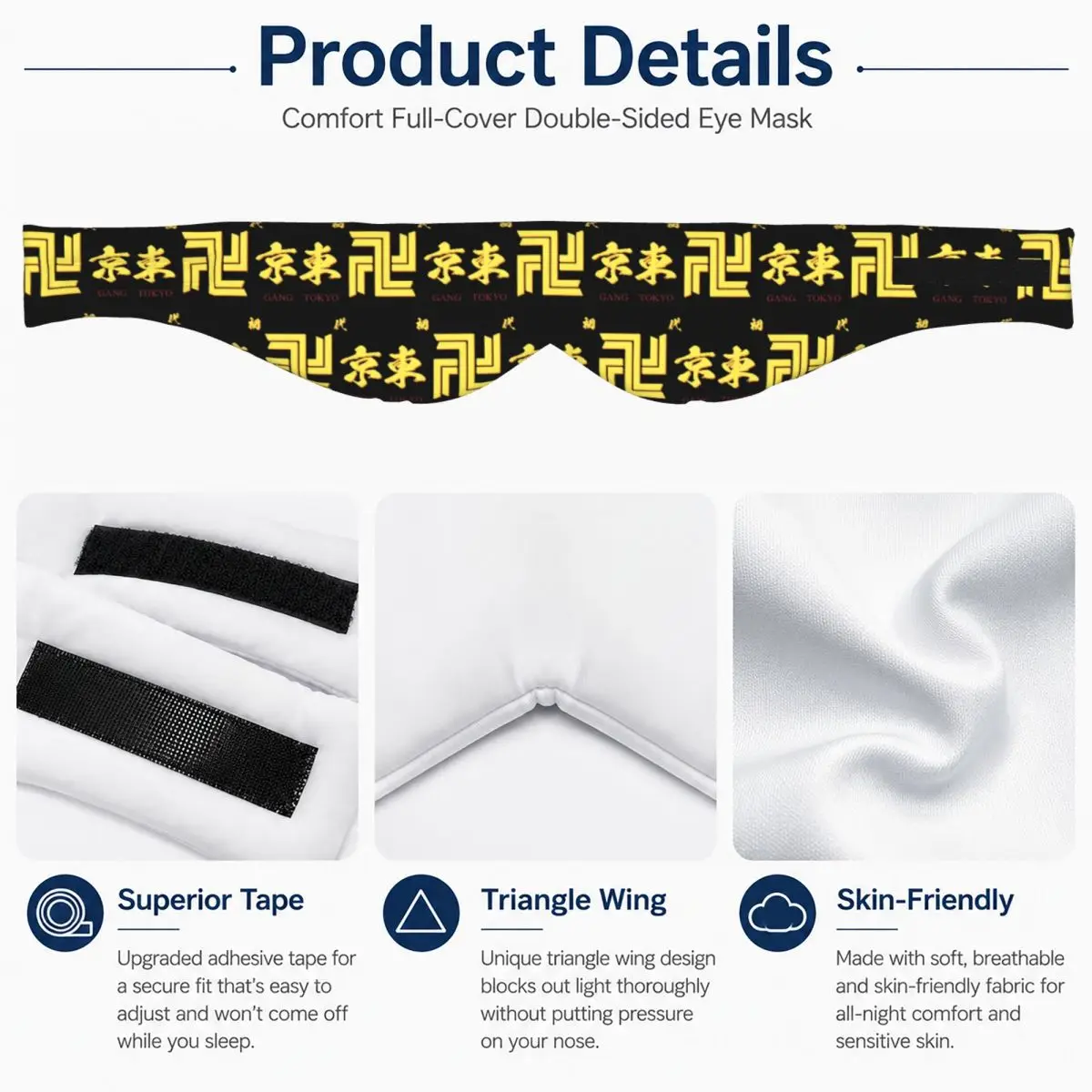 Anime Tokyo Swastika Character sleep mask Light Blocking Portable Eye Cover for Girls Boys Travel Party Gift Eyeshade eyepatch view 4