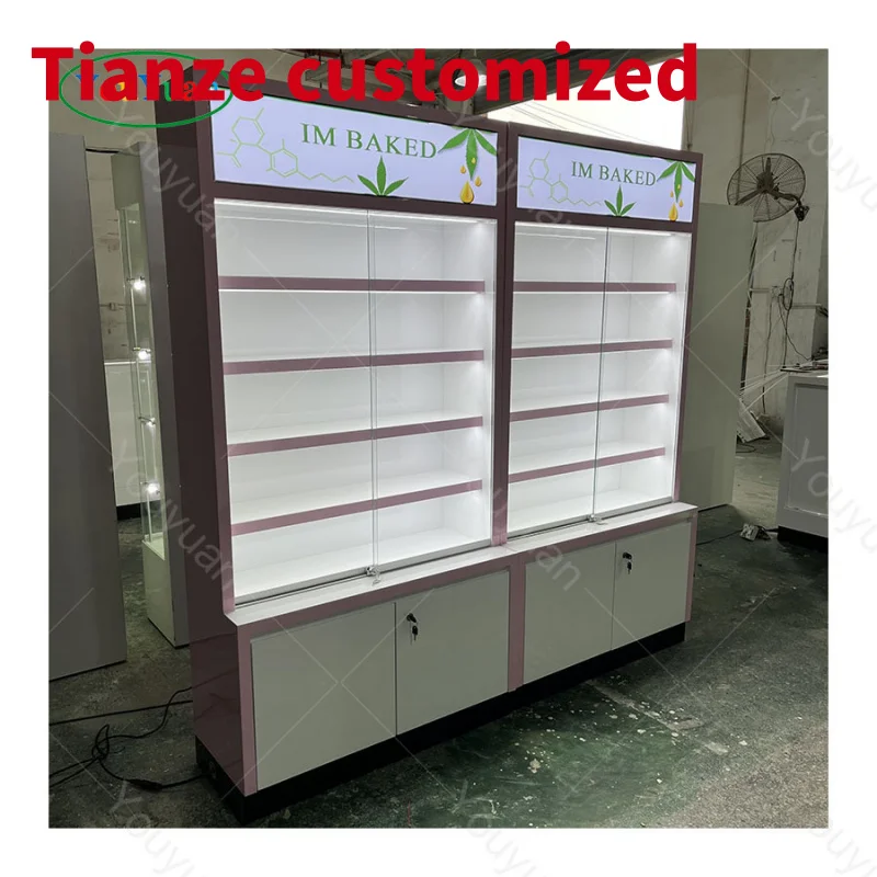 

(customized)Modern 2400mm Large Display Cabinet With Durable Tempering Glass Cigar Showcase Smoke Shop