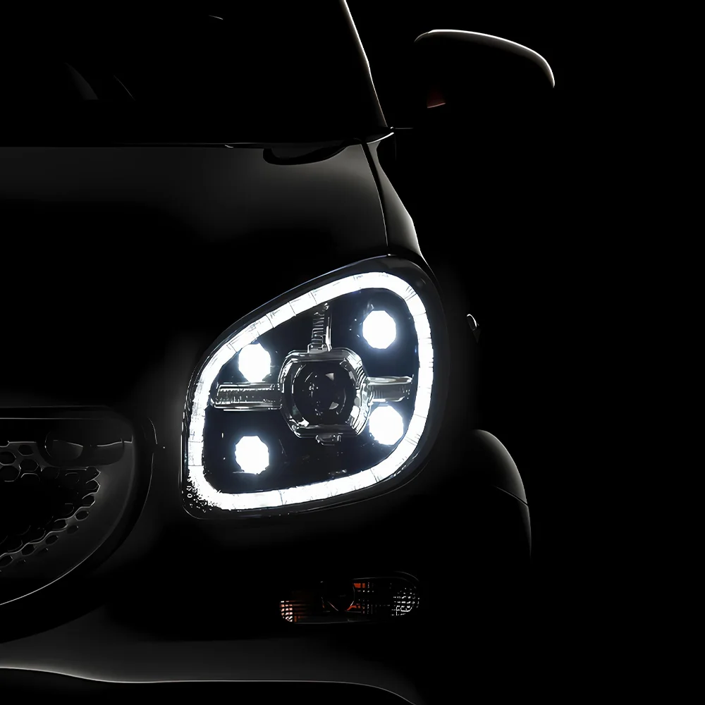 

Для Benz Smart 2015-2019 W451 W453 W452 Авто фары в сборе Обновление светодиодных автомобильных фар Матрица Четыре линзы проектора Аксессуары