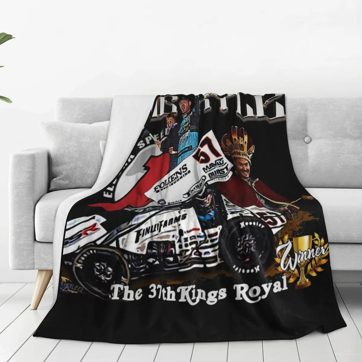 King Kyle, The 37th Kings Royal Winner Kyle Larson Blanket Flannel Lightweight Sofa Throw Blankets For Couch Throws Bedspread