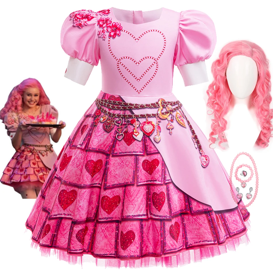 Girl Descendants The Rise Of Red Cosplay Costume Red Queen Pink Dress Costume Halloween Costumes Party