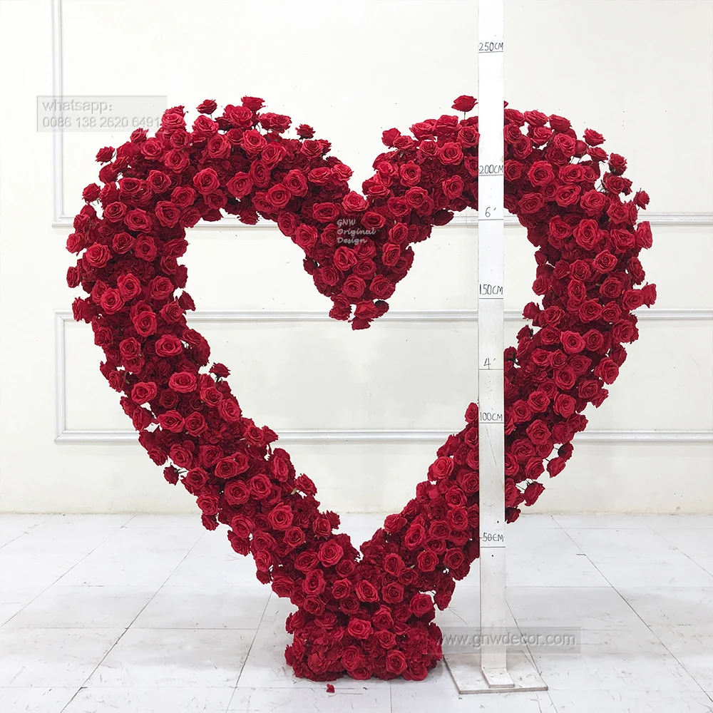 

Decorative Flower Very Full Natural Red Colors Heart Shaped Background Heart Shaped Arch For Wedding Stage