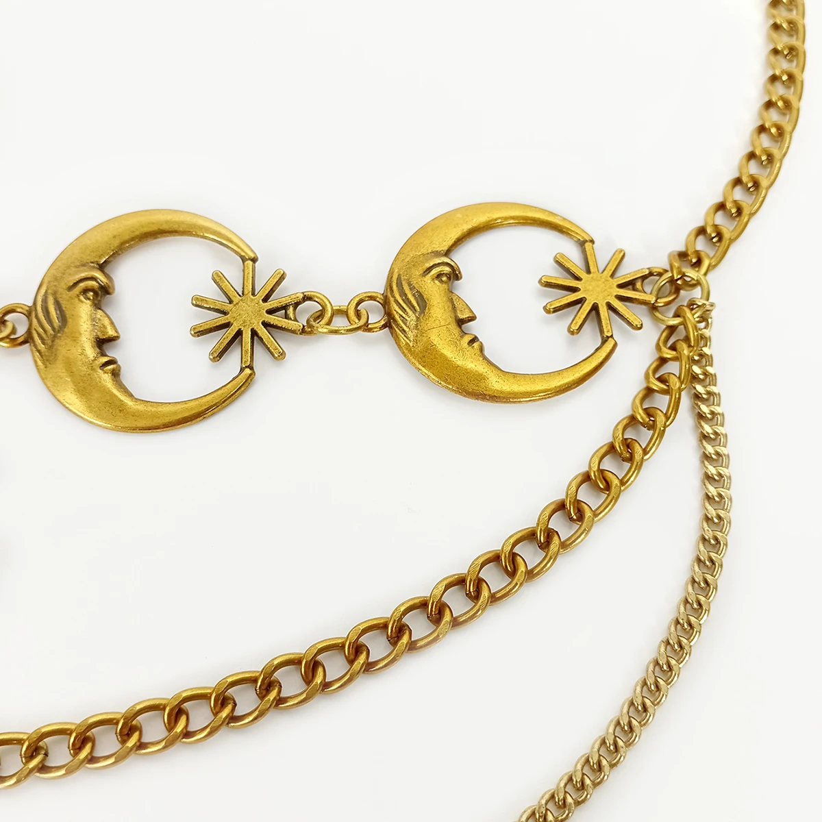 Vintage Goth Mond Goldketten-Gürtel für Damen, Taillengürtel mit Quasten, Metall-Designer-Kleidkorsett, Hochwertiges Hip-Hop-Punk-Accessoire für Frauen – Detail 4
