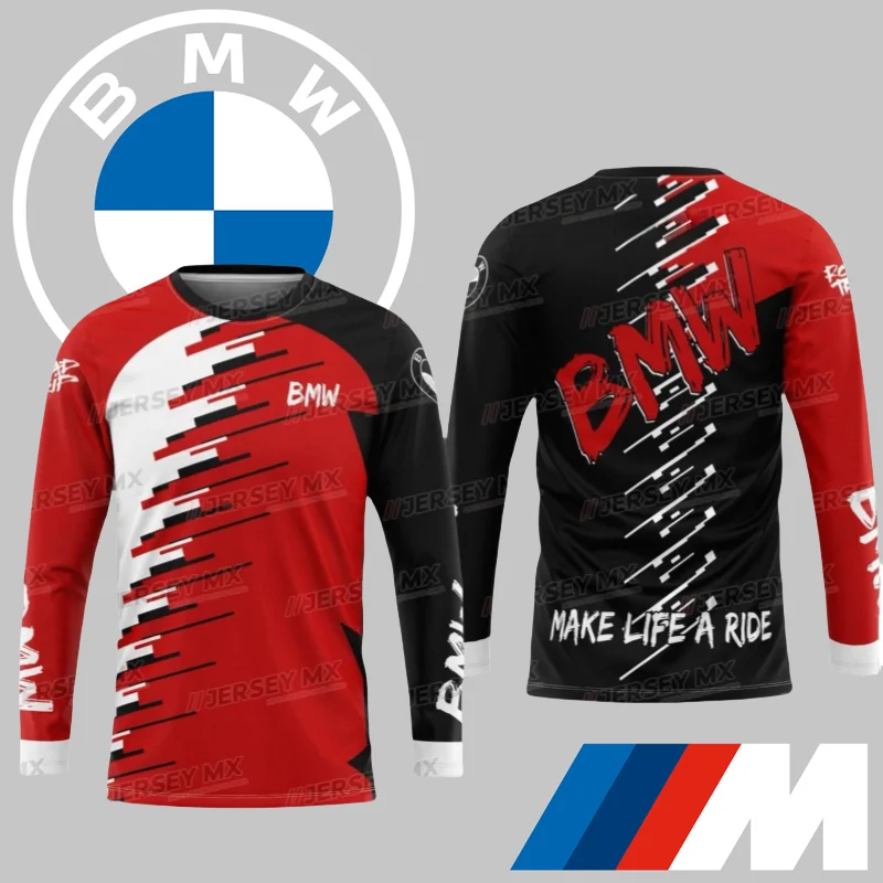 

New BMW Quick-drying Long-sleeved High-end Luxury BMW Brand Casual T-shirt Bimmer Sports Sweat-absorbing Cycling Suit Top Moto