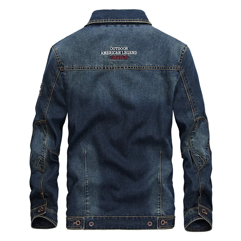 Jaket Denim pria, mantel Denim 5xl ukuran besar, jaket Denim kasual Retro musim semi musim gugur, pakaian luar A3F08