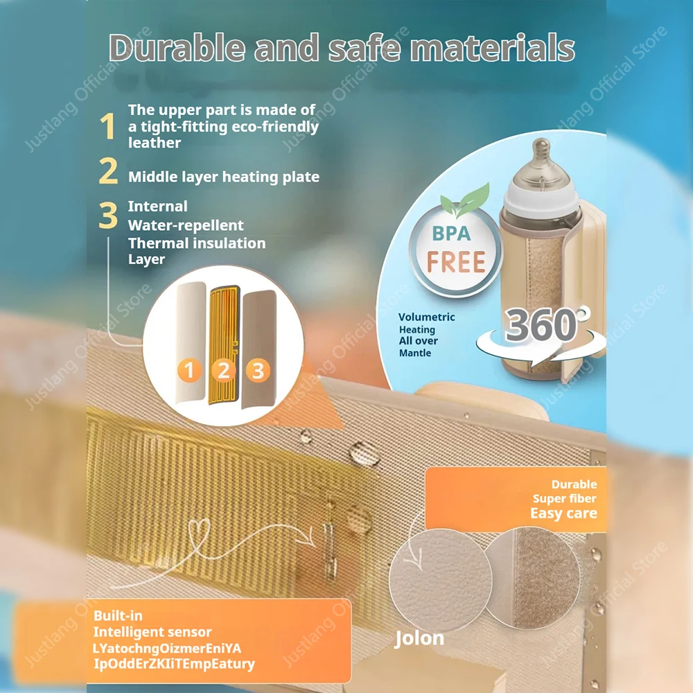 JUSTLANG умная грелка для детских бутылочек с голосовым управлением, 7 уровня нагрева, 8000 мАч, многофункциональная грелка для грудного молока, точная температура