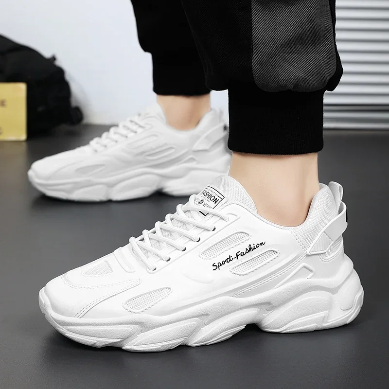 White Fashion Men's Casual Sneakers New Autumn Mens Sports Designed Shoes Lace-up Non-slip Shoe Outdoor Male Breathable Sneaker