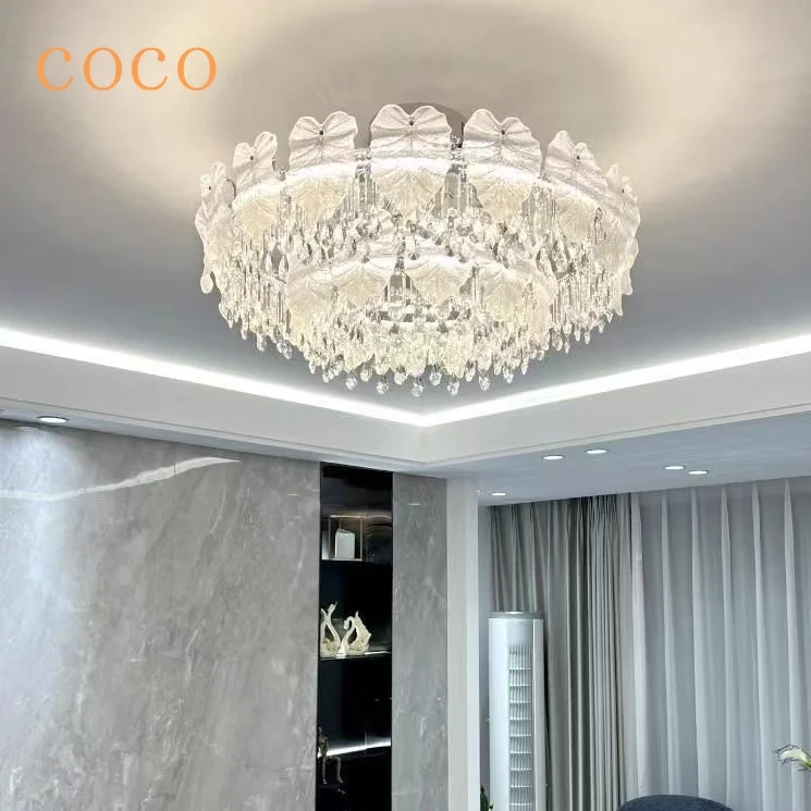 

Modern Creative Personality Creme Fraiche Style Living Room Crystal Chandelier Luxury Dining Room Home Decoration Crystal Light