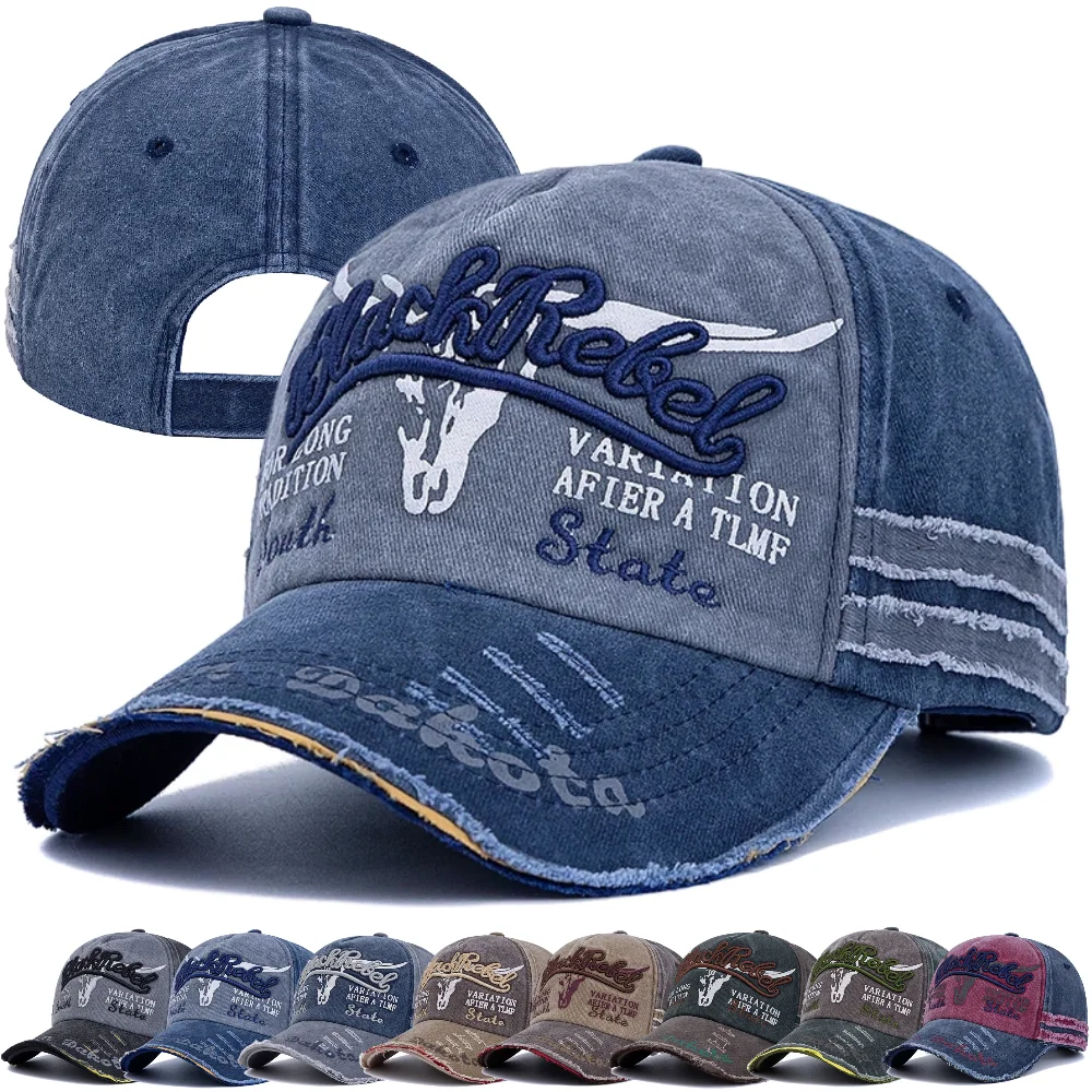 Heißer Verkauf Unisex Premium Gewaschen Vintage Kappe Kuh Kopf Muster Baseball Caps Männer Frauen Outdoor Sport Hüte Kappe