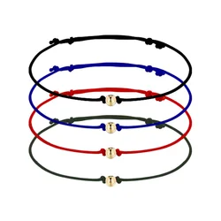 Gold-plated Copper filled Beads Red String Simple Bracelet Women 2024 New Fashion Brass Green Blue String Handmade Jewelry Gift