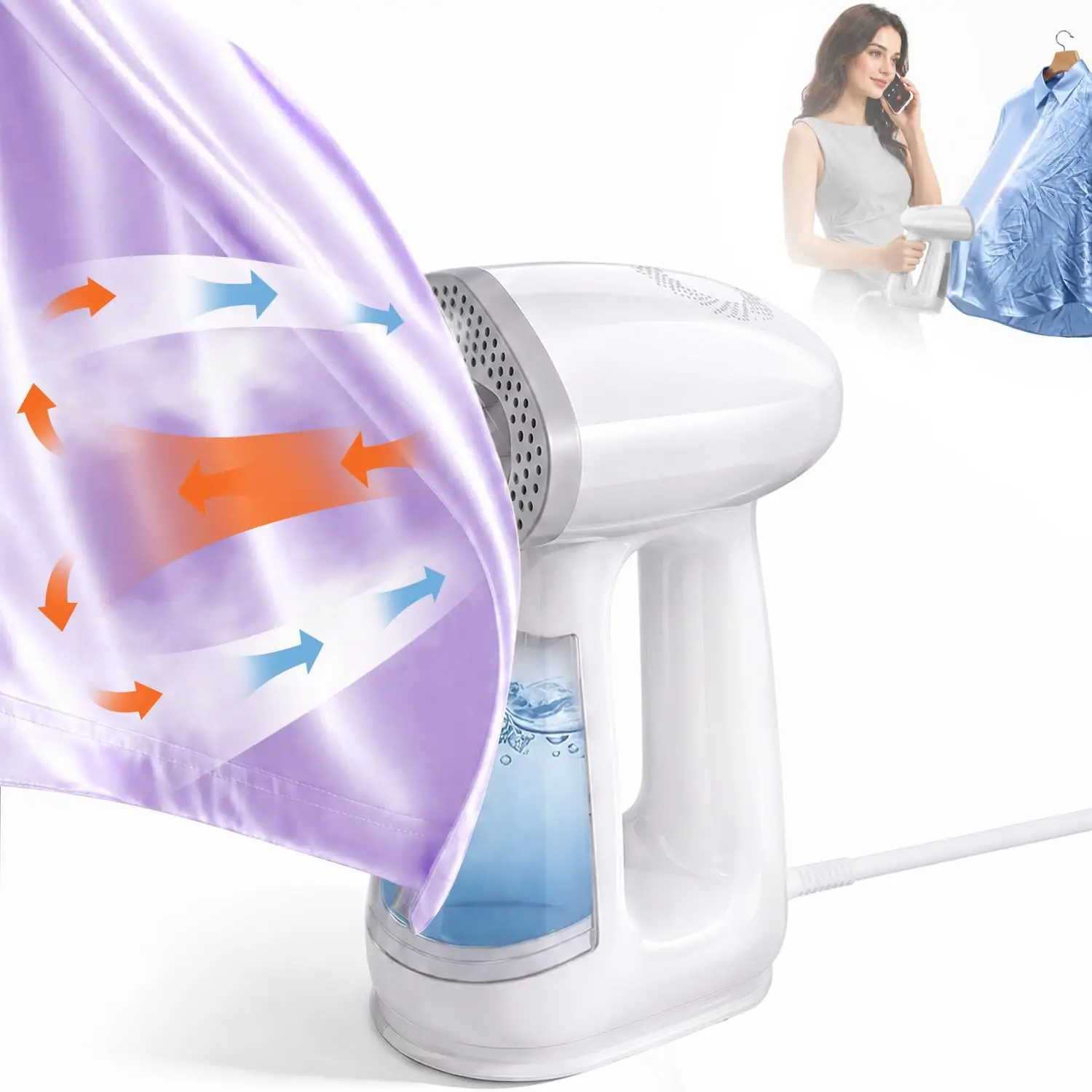 Vacuum Steamer for Clothes, 3500Pa Handheld Garment Steamer, 15Min Steam | 20s Fast Heat, 1000W Clothes Steamer with Adjustable Suction & Steam Modes, Auto Shutoff, 110-120V