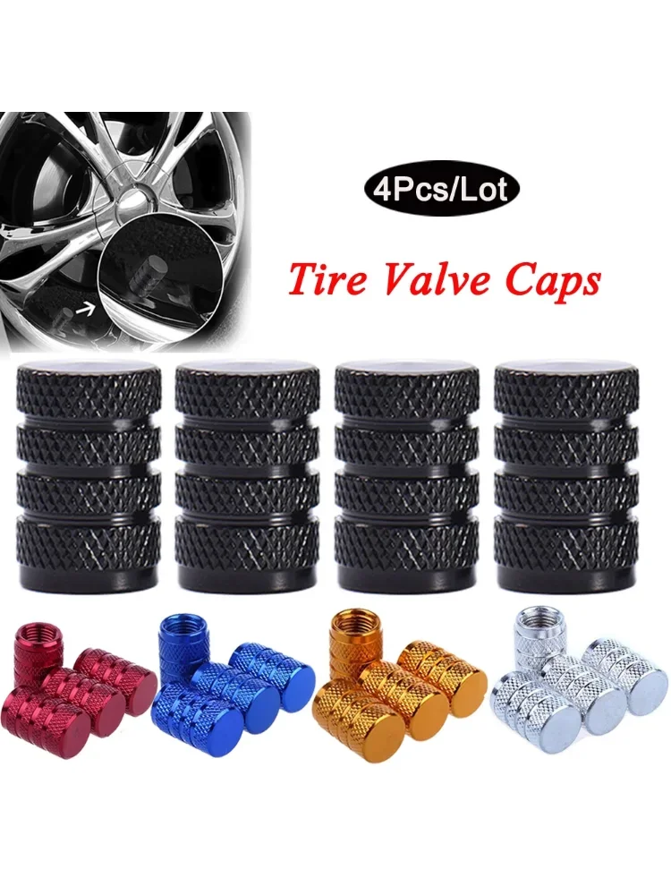 AliExpress NONE 4pcs Knurling Style Tire Valve Caps Aluminum Silver Car Bike Wheel Stem Air Valve Caps Tire Pressure Cap Accessory