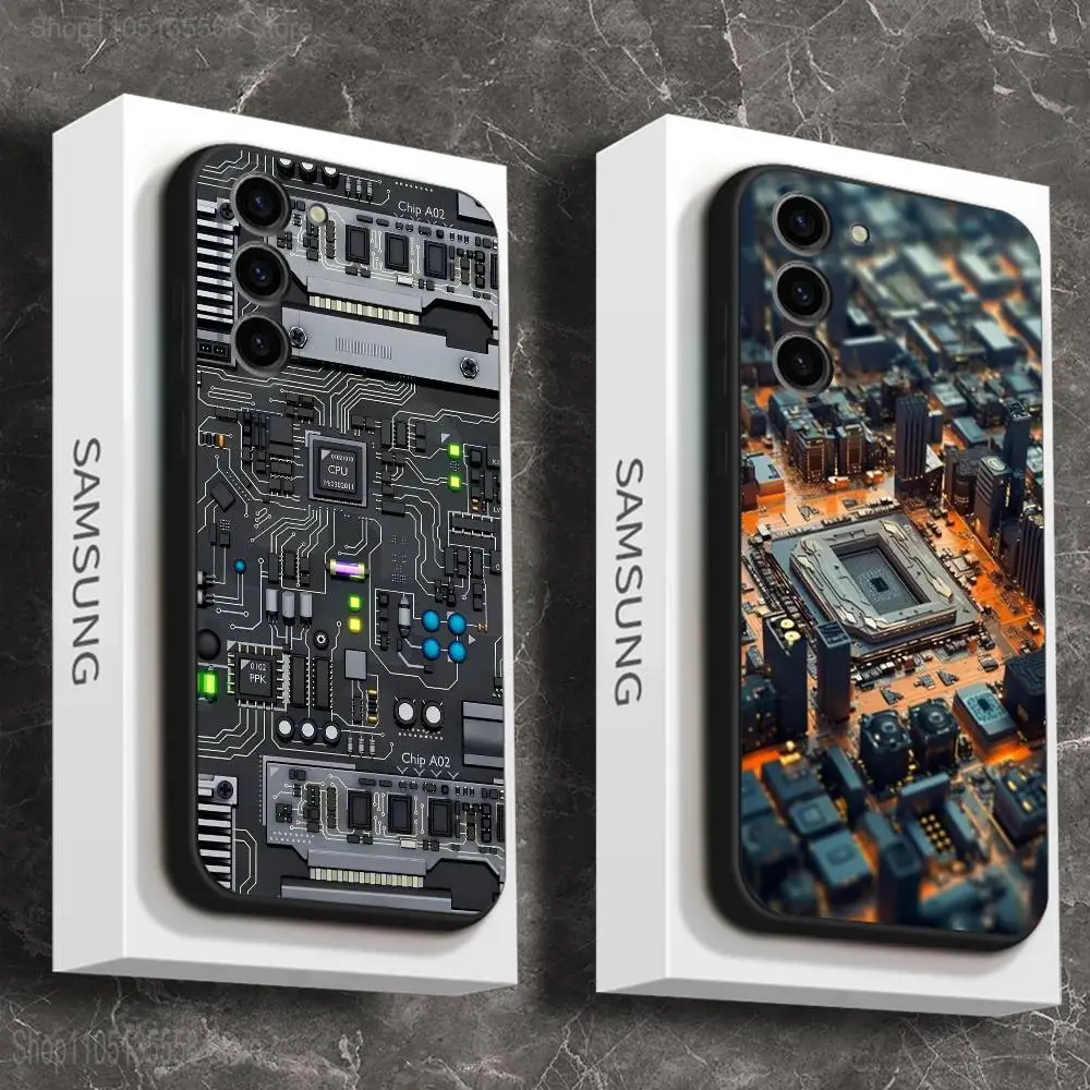 

Circuit Board Phone Case For Samsung Galaxy A 73,72,51,53,52,71,22,5G,Note,J7,8,9 Soft Black Cover