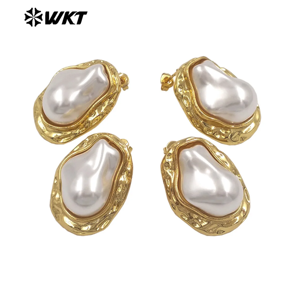 WT-MPE172 Elegant And Generous Style Big Artificial Pearl With 18k Gold Plated Earring For Women Banquet Events Jewelry
