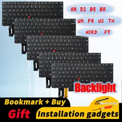 Teclado de substituição do portátil para lenovo thinkpad, e480, e485, e490, e495, l380, l390, l480, r480, t480s, l490, t490, t495, nós, br, fr, Reino Unido, pt, sp