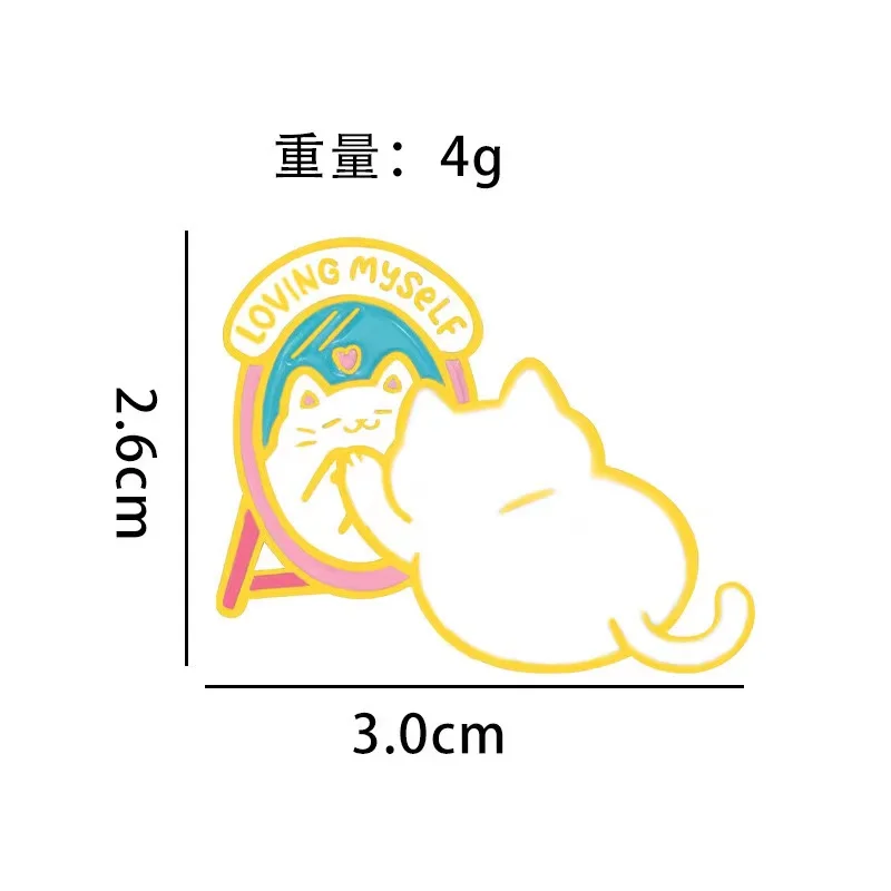 Cat In Mirror Enamel Pins Custom Self-Love Brooch Lapel Badges Backpack Fun Animal Accessories Jewelry Gift for Friend Wholesale image 6