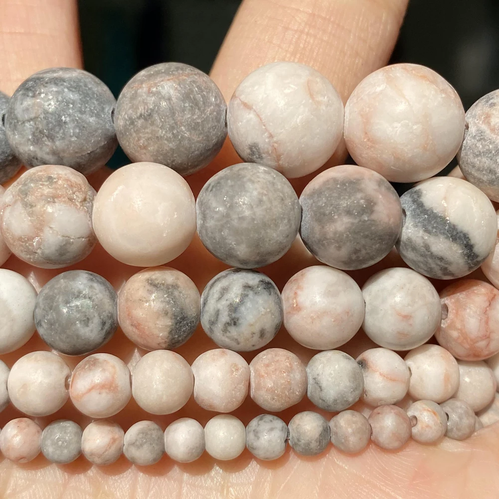 Natursteinperlen, 4–12 mm, rosa Zebra-Jaspis, matt poliert, runde Perlen für Schmuckherstellung, DIY-Armbänder, Ohrringe, Accessoeies