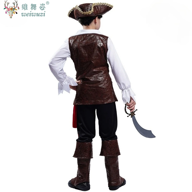 زي القراصنة للهالوين كابتن جاك سبارو بريم للأطفال الأولاد أزياء تنكرية رائعة لمرحلة الأداء زي حفلة الكرنفال